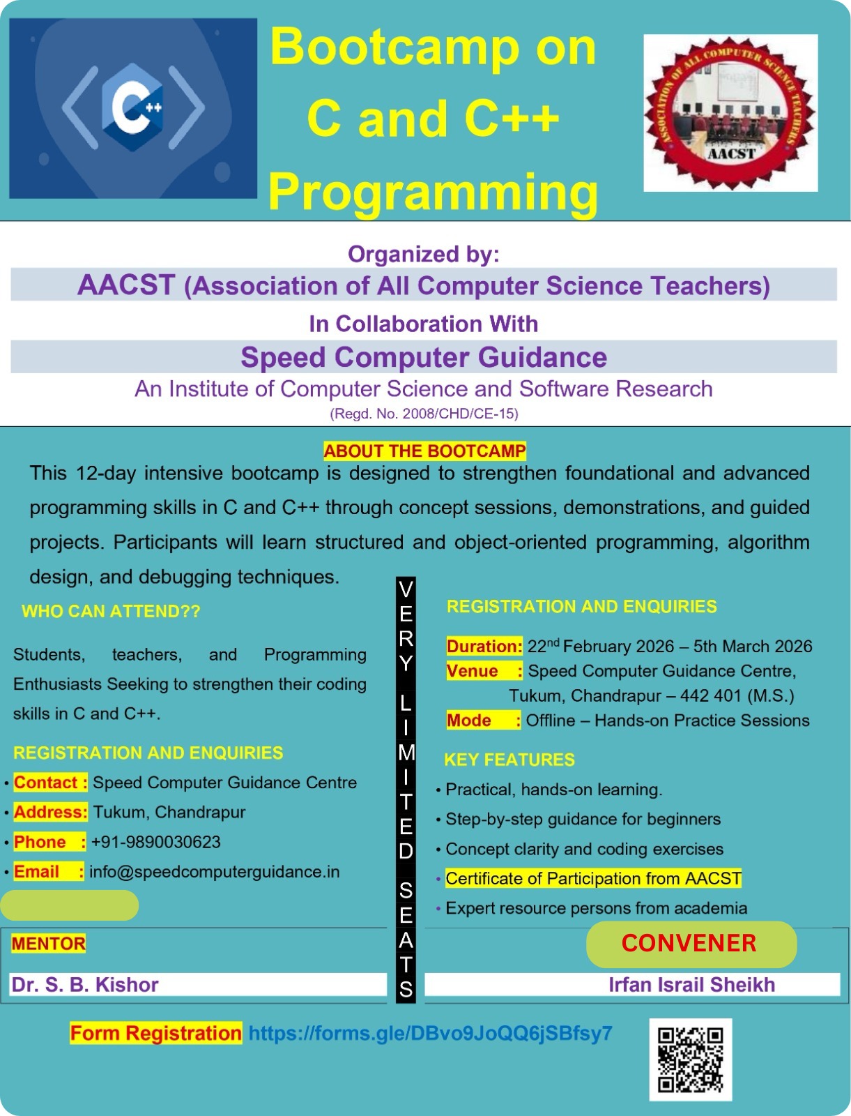 BootCamp on C, C++ and 8085 Programming (22 February 2026 to 05 March 2026)
